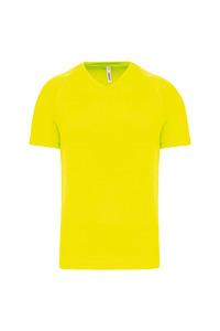 PROACT PA476 - Men's V-neck short-sleeved sports T-shirt Fluorescent Yellow