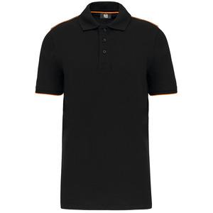 WK. Designed To Work WK270 - Men's short-sleeved contrasting DayToDay polo shirt Black / Orange