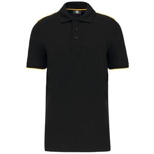 WK. Designed To Work WK270 - Men's short-sleeved contrasting DayToDay polo shirt Black / Yellow