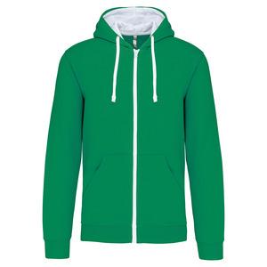 Kariban K466 - Contrast hooded full zip sweatshirt Light Kelly Green / White