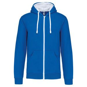 Kariban K466 - Contrast hooded full zip sweatshirt Light Royal Blue / White