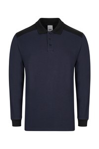 Velilla 105529S - BICOLOR LONG SLEEVE STRETCH POLO Navy Blue/Black