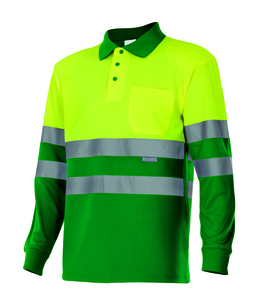 Velilla 175 - HV LS TWO-TONE POLO GRASS GREEN/HI-VIS YELLOW