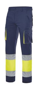 Velilla 303007 - HV 100% COTTON TROUSERS NAVY BLUE/HI-VIS YELLOW